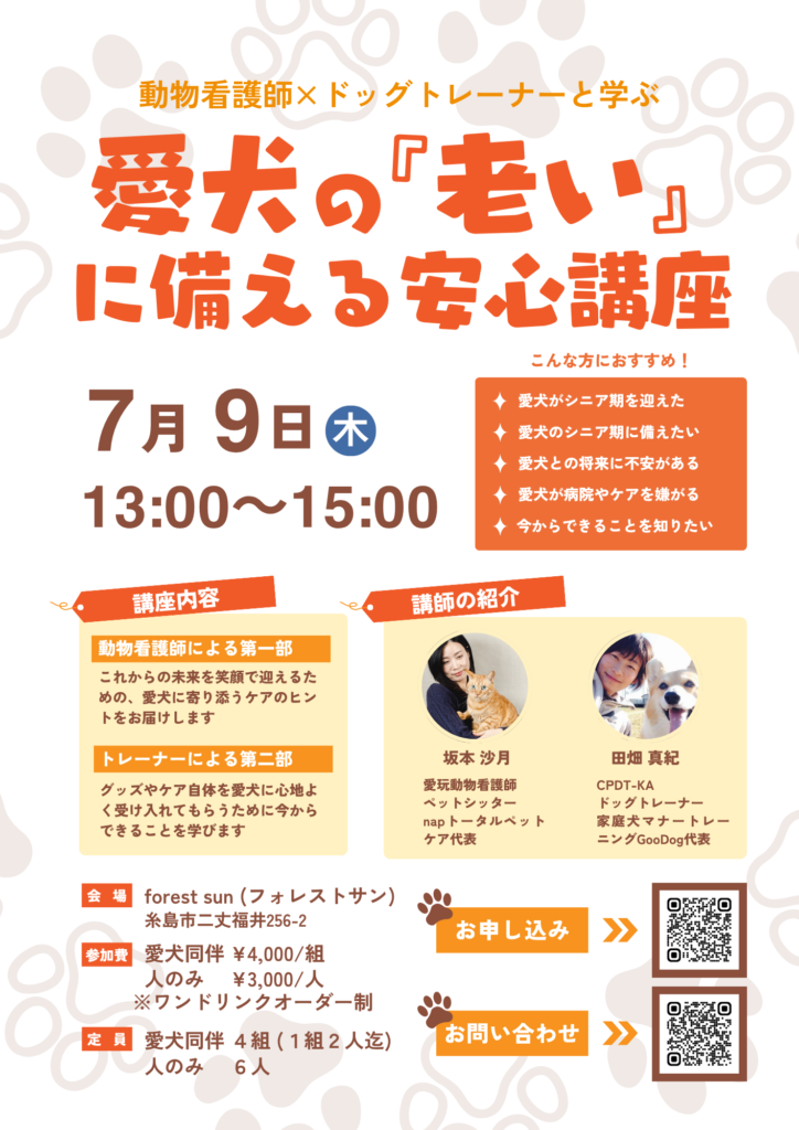 シニア犬講座チラシ